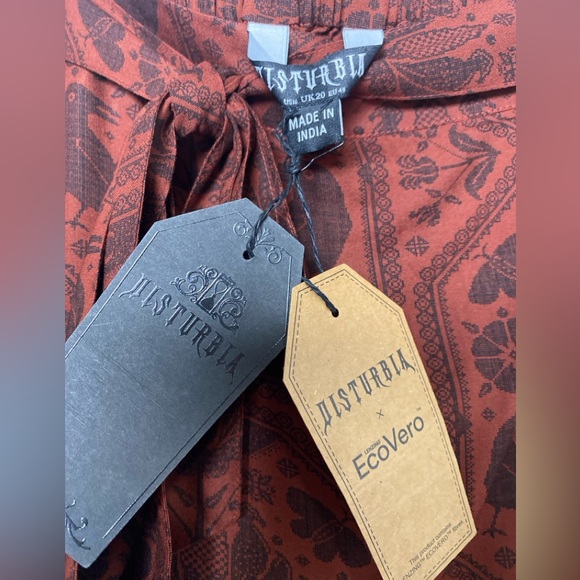 Disturbia Annabel Raven Print Split Front Midi Skirt Goth Moth Rust US 16 NWT - Picture 7 of 8